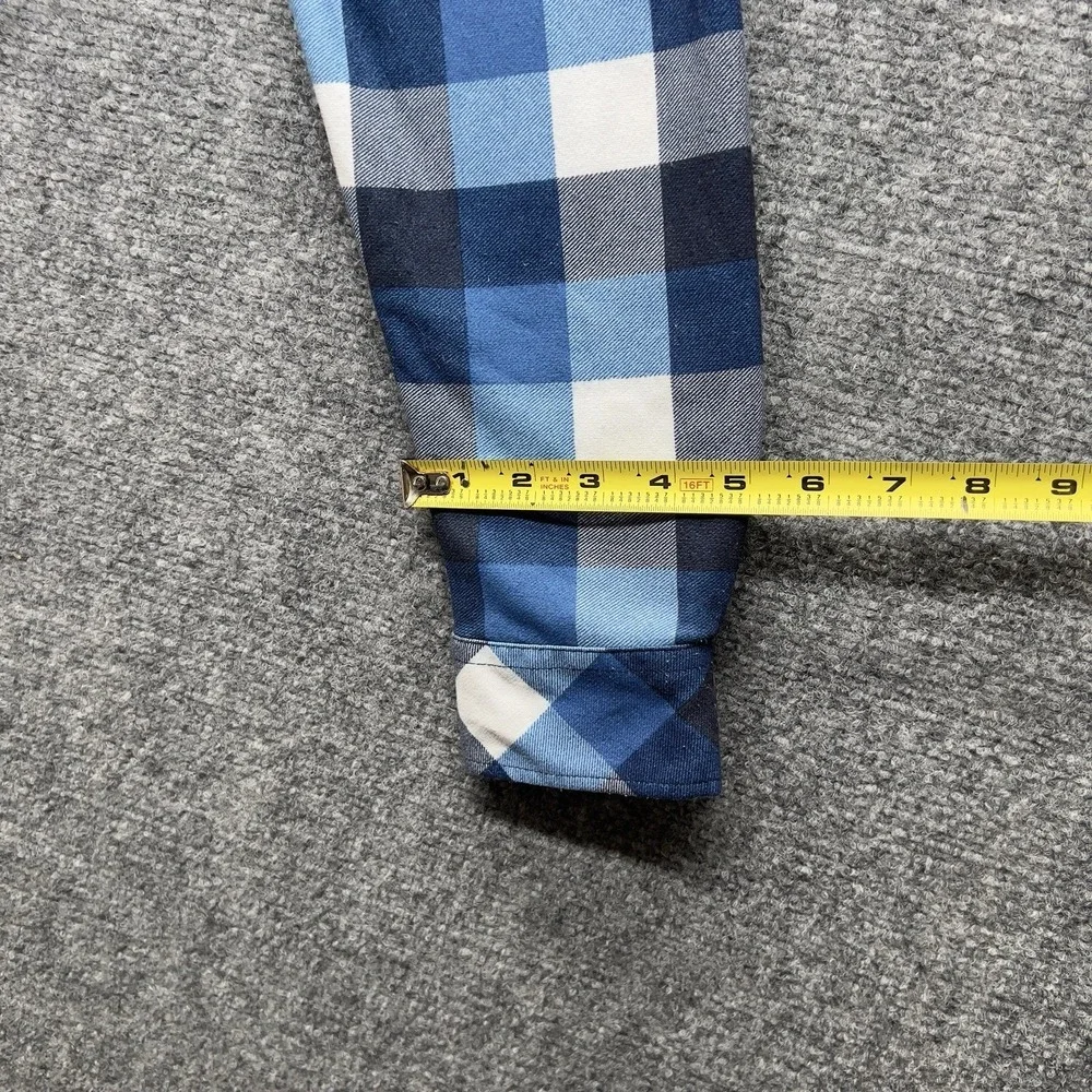 Mens Blue Plaid Button Front Shirt Jacket Flannel Style Size 41